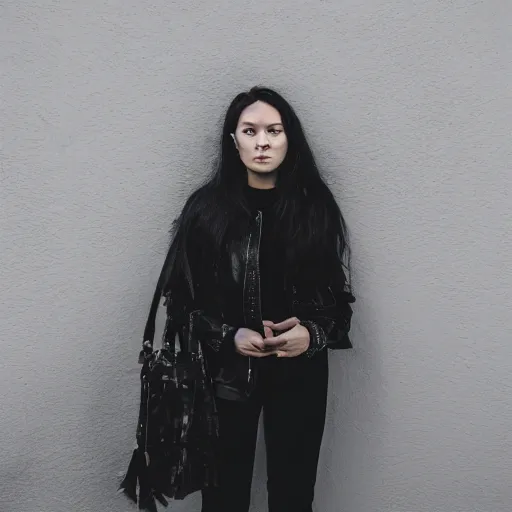 Image similar to Photo portrait of a woman wearing black clothes
