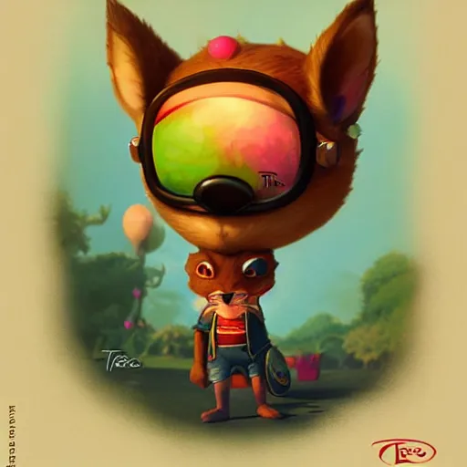 Image similar to lofi teemo from league of legends portrait, Pixar style, by Tristan Eaton Stanley Artgerm and Tom Bagshaw.