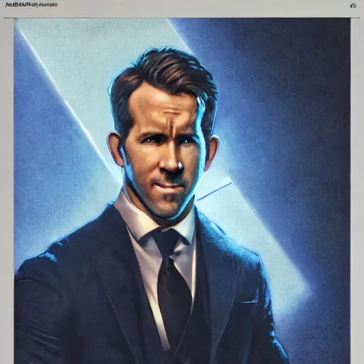 Image similar to ryan reynolds as spider - man, wearing a black and blue suit, cinematic, volumetric lighting, f 8 aperture, cinematic eastman 5 3 8 4 film, photorealistic by greg rutkowski, by stanley artgerm, by alphonse mucha