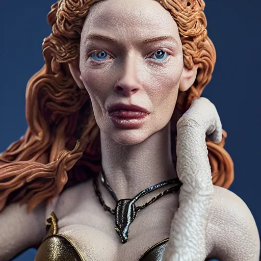 Prompt: product photography of a claymation action figure doutzen kroes as arwen, depth of field, zeiss lens, detailed, centered, by erwin olaf, joop geesink, wes anderson, breathtaking, 8 k resolution, extremely detailed, beautiful, establishing shot, realistic materials, hyperrealistic