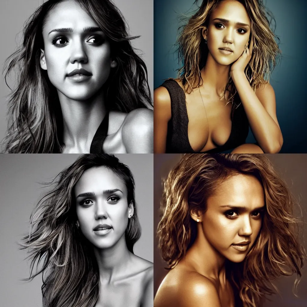 Prompt: Photo of a beautiful girl jessica alba, in the Style of Mark Seliger