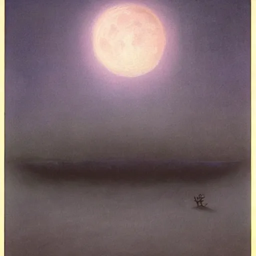 Prompt: full moon in the style of zdzisław beksinski