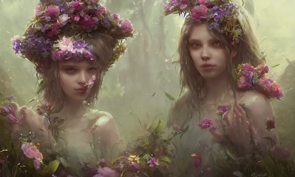 Prompt: Fairy princess sloth with crown of flowers, Greg Rutkowski, ArtStation, CGSociety, Unreal Engine