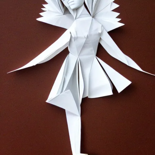 Prompt: a dancing girl made of folded paper,