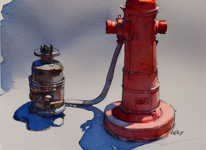 Image similar to concept art of a hydrant, pinterest, artstation trending, behance, watercolor, by coby whitmore, silver, laser light,