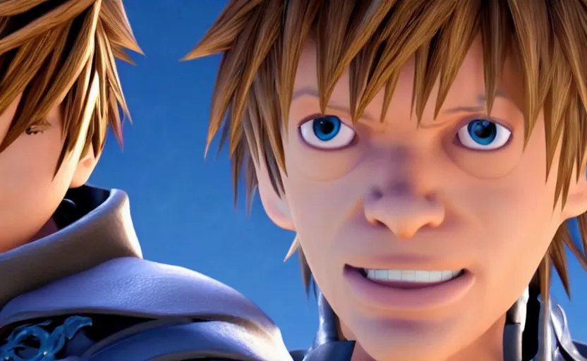 Image similar to Willem Dafoe as Sora in 'Kingdom Hearts: Fate of Light' (2017), movie still frame, oscar nominated cinematography, volumetric lighting, 8k resolution