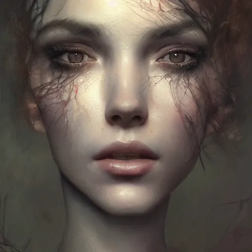 Image similar to photo realistic image of dryad, stunning 3 d render inspired art by istvan sandorfi and greg rutkowski, perfect facial symmetry, realistic, highly detailed attributes and atmosphere, dim volumetric cinematic lighting,