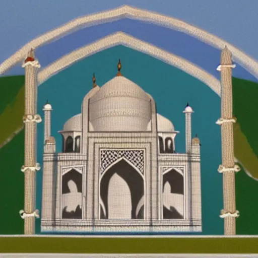 Prompt: a reconstruction of the cheese taj mahal made ot of cheese