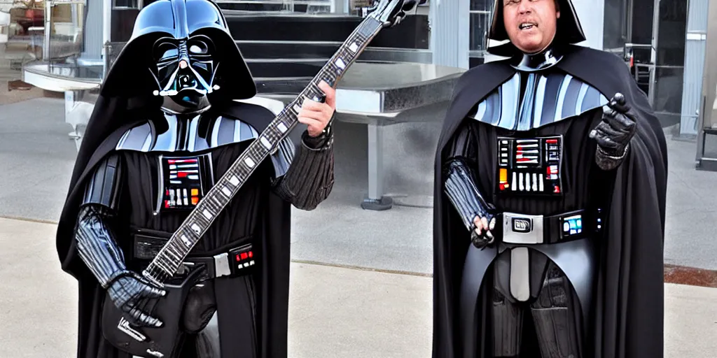Image similar to Darth Vader playing black B.C. Rich guitar