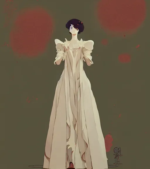 Image similar to portrait of a baroque dress inspired by flower by atey ghailan, by greg rutkowski, by studio ghibli, by greg tocchini, by james gilleard, by joe fenton, by kaethe butcher, dynamic lighting, grunge aesthetic