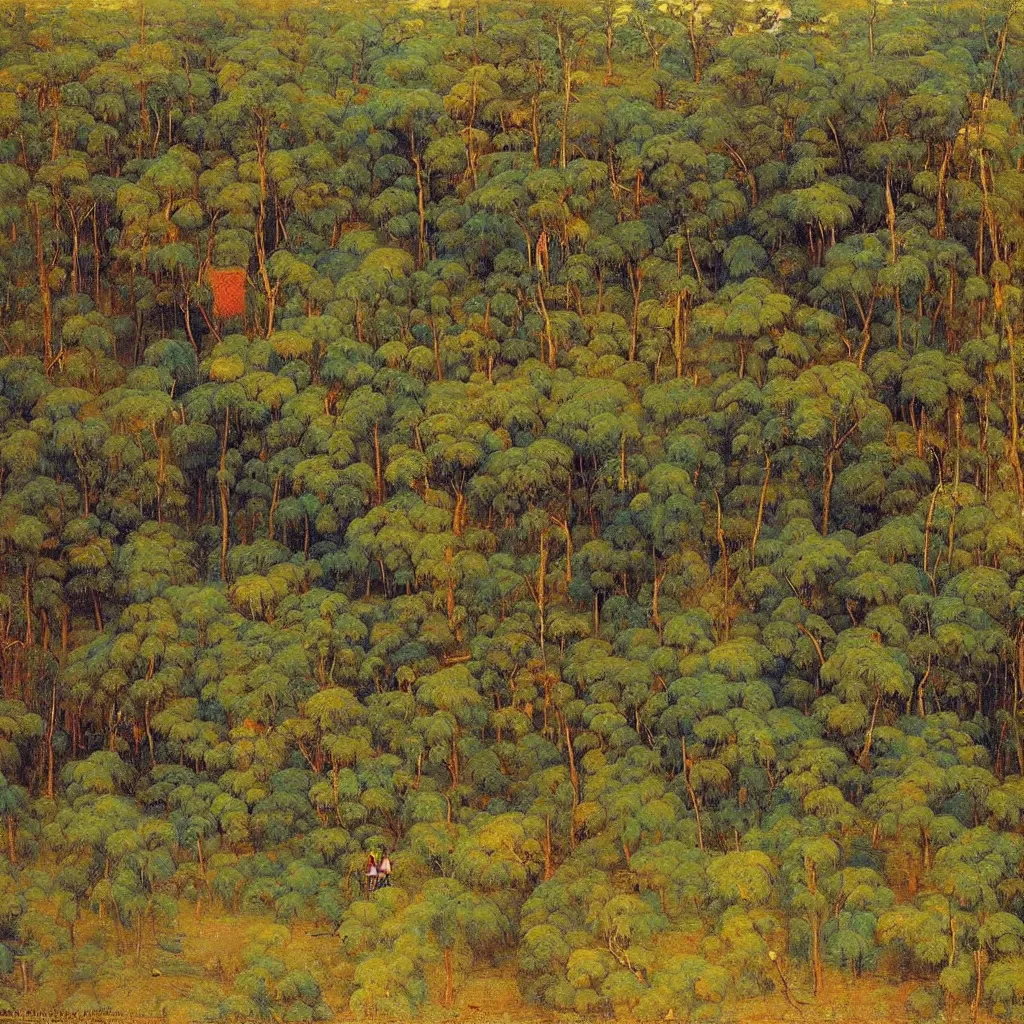 Prompt: the forests of Dahomey in Benin, from above, 1905, colorful highly detailed oil on canvas, by Ilya Repin