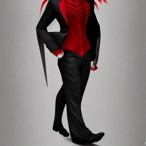 Image similar to a vampire, male, mid - 3 0 s aged, long black hair, clean shaven, dressed formally in red and black, high fantasy, realistic, highly detailed, 8 k.