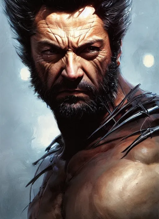 Image similar to Portrait Wolverine, marvel comics, dark, intricate, highly detailed, smooth, artstation, digital illustration by Ruan Jia and Mandy Jurgens and Artgerm and Wayne Barlowe and Greg Rutkowski and Frank Frazetta