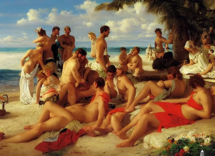 Image similar to the roman legion relaxing on the beach by vladimir volegov and alexander averin and pierre auguste cot and delphin enjolras