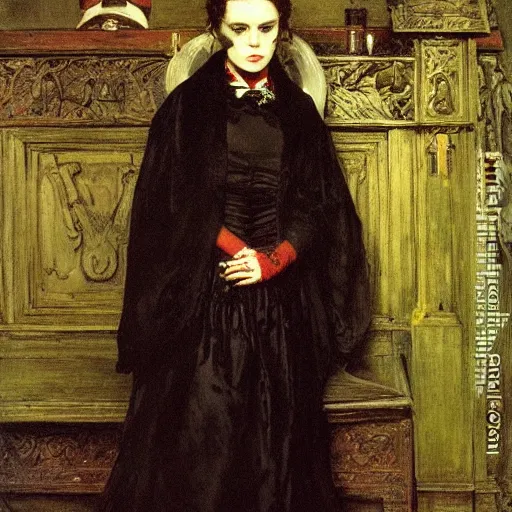 Prompt: by millais, painting of victorian vampire, 8 k, highly detailed,