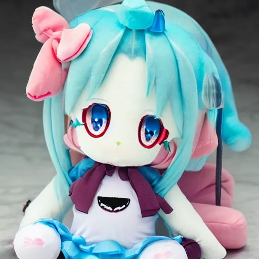 Prompt: cute fumo plush of a girl who is on detox and is experiencing serious sugar withdrawal symptoms, anime girl