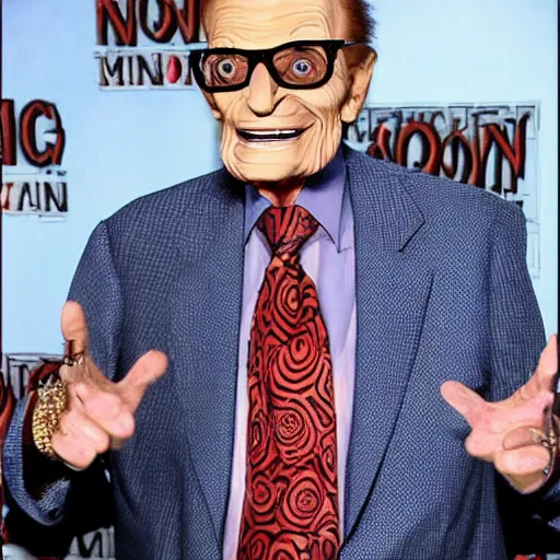 Image similar to larry - king dressed like skeletor comic - book drawing from mad - magazine