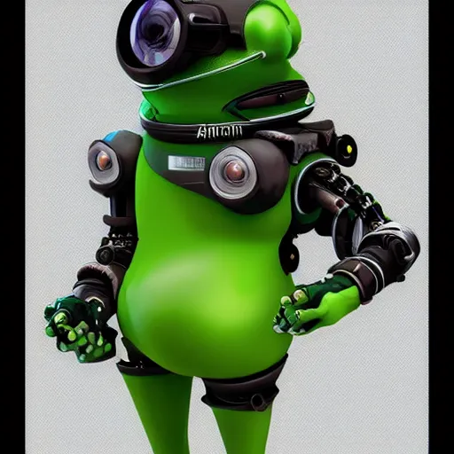 Image similar to futuristic pepe, artstation, anfas, 3 d, modern, hyper detailed, robot, programming