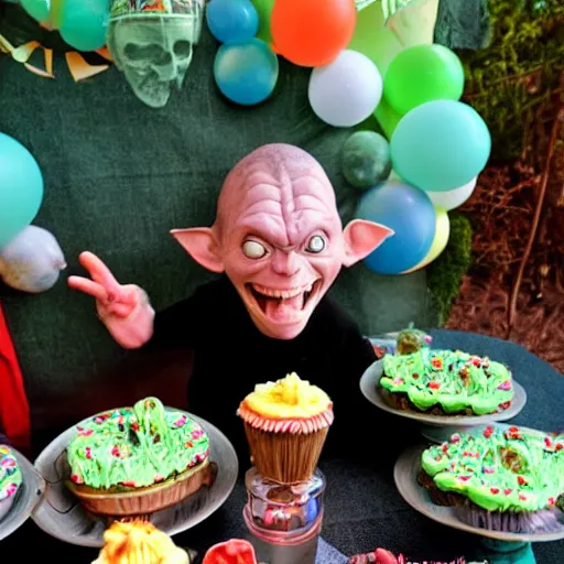 Prompt: gollum birthday party photos