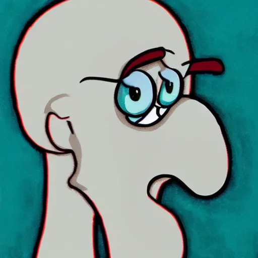 Prompt: squidward tentacles portrait