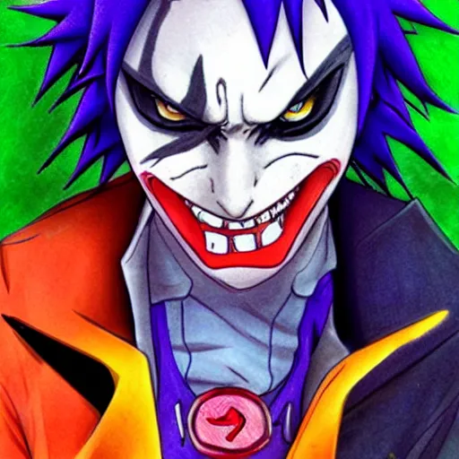 Image similar to Joker looks like Naruto, Joker as Naruto, high quality art