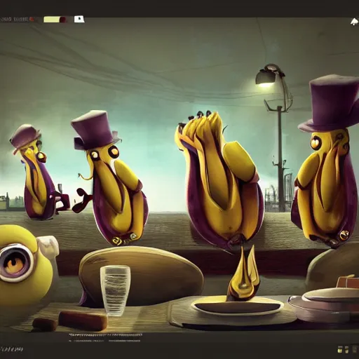 Prompt: The Banana Cartel Capos Meeting, Concept digital art, trending on cgsociety