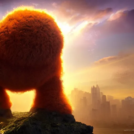 Prompt: colossal fluffy tardigrade, new york, golden hour, fantasy, vivid colors, sharp focus, digital art, hyper - realistic, 4 k, unreal engine, highly detailed, hd, dramatic lighting by brom, trending on artstation