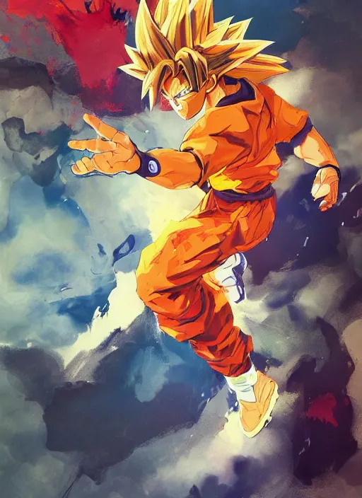 Image similar to semi reallistic gouache gesture painting, by yoshitaka amano, by ruan jia, by Conrad roset, by dofus online artists, detailed anime 3d render of neymar as goku, Neymar soccer player transformed on Super Saiyan, Neymar jr, portrait, cgsociety, artstation, rococo mechanical, Digital reality, sf5 ink style, dieselpunk atmosphere, gesture drawn