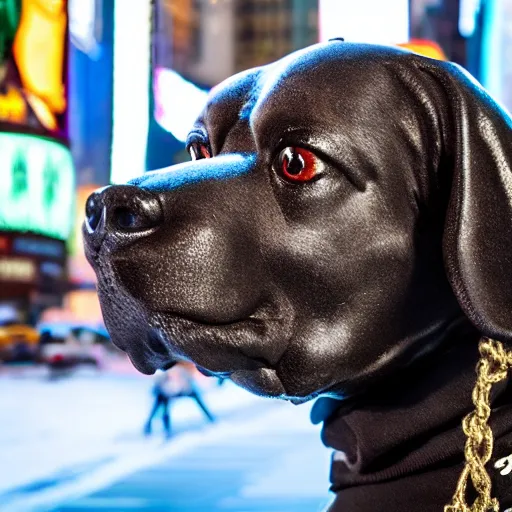 Image similar to realistic ice sculpture of snoop dog in times square, photorealistic, 8 k resolution, high detail