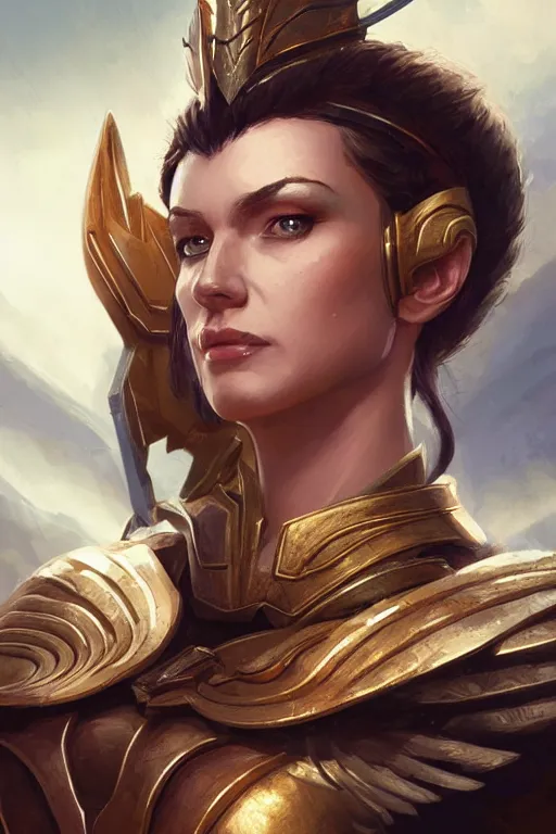 Image similar to amazon valkyrie athena, d & d, fantasy, portrait, highly detailed, headshot, digital painting, trending on artstation, concept art, sharp focus, illustration, art by artgerm and greg rutkowski and magali villeneuve