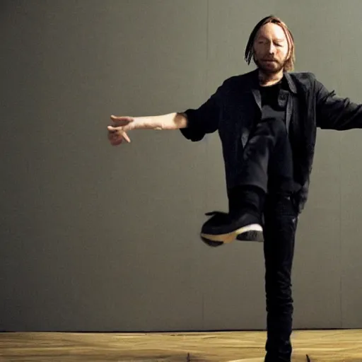 Image similar to Thom Yorke doing the splits