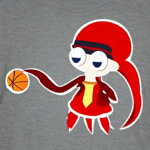 Image similar to A squid playing basketball