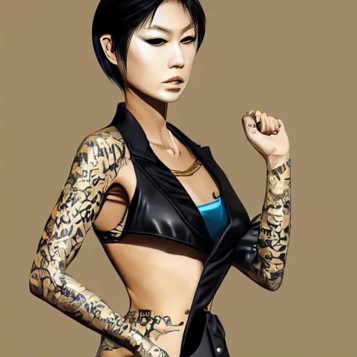 yakuza woman full ukiyo body tatto d  d fantasy  Stable Diffusion   OpenArt