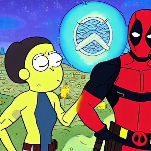 Prompt: deadpool in rick and morty 4 k detailed