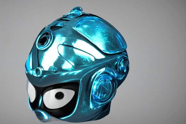 Image similar to futuristic fluid aquamarine helmet, intricate, glowing, eyecandy, colorful, 3 d, octane render