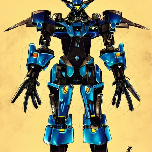 Image similar to Masamune Shirow style mecha power suit desigsn trending on art station