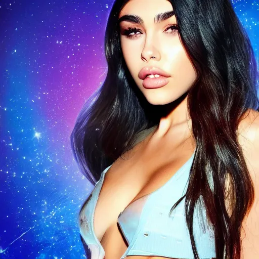 Image similar to madison beer a an intergalactic popstar, render, blender render, unity render, 4 k wallpaper, art station trending, artstation 4 k coherent, coherent, 4 k, detailed