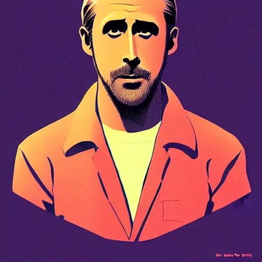 Prompt: “ ryan gosling retro minimalist portrait by jean giraud, moebius starwatcher comic, 8 k ”