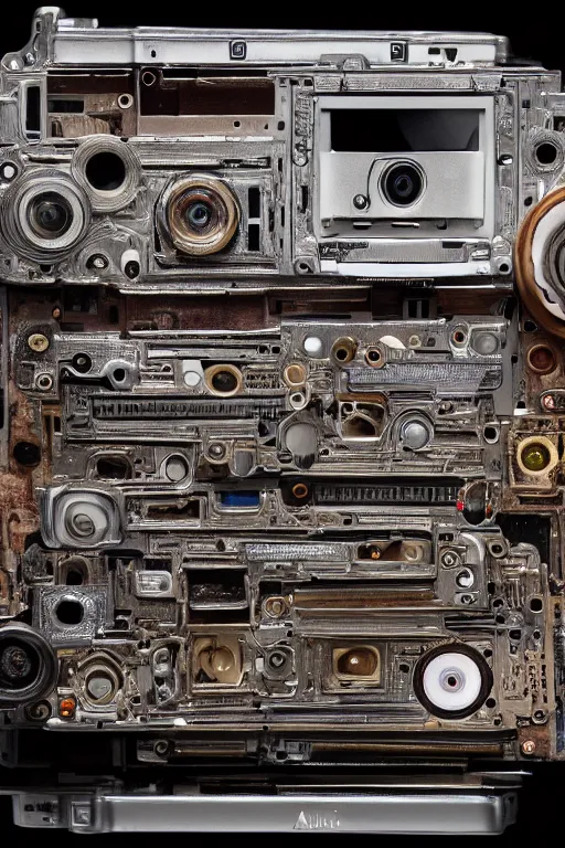 Prompt: A photo of an old opened camera, internals revealed, the most complex looking machine ever made by Annie Lebovitz and Steve McCurry Ultra detailed, hyper realistic, 4k