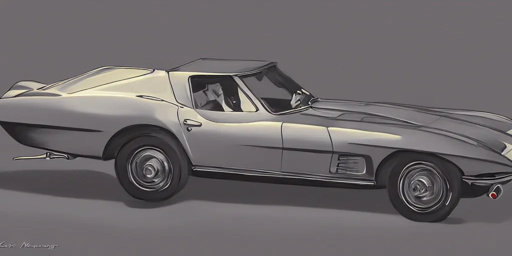 Image similar to Corvette C2 1967, elegant, digital painting, smooth, sharp focus, art style from Wang Ke and Bruce Kaiser and Scott Robertson and Dmitry Mazurkevich and Doruk Erdem and Jon Sibal