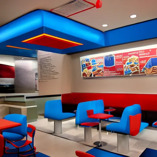 Prompt: mcdonalds made of blue and red foam