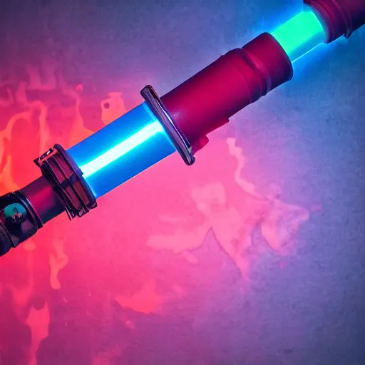 Image similar to a light saber with a lava lamp inside of it, photography
