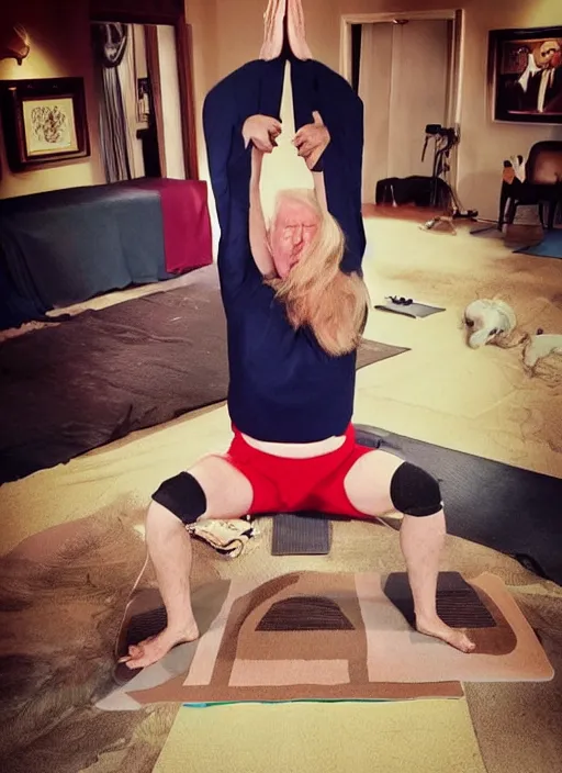 Image similar to donald trump instagram yoga photo shoot