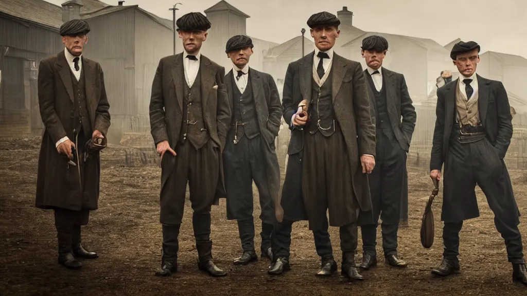 Image similar to the peaky blinders with shrimp heads