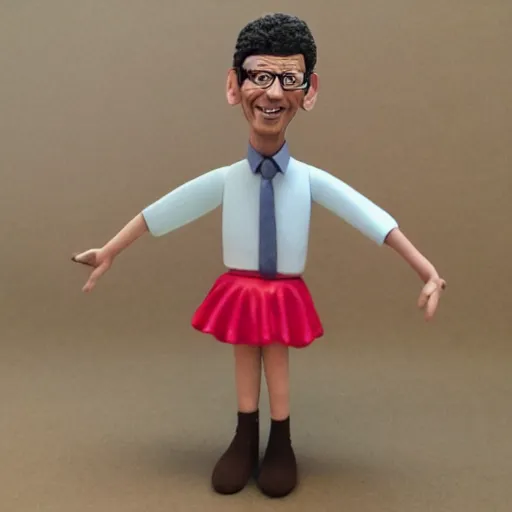 Prompt: clay model of jeff goldblum in a tutu,