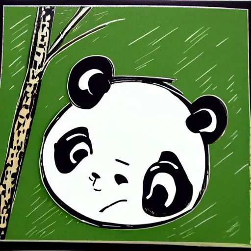 Prompt: panda in a suit, linocut