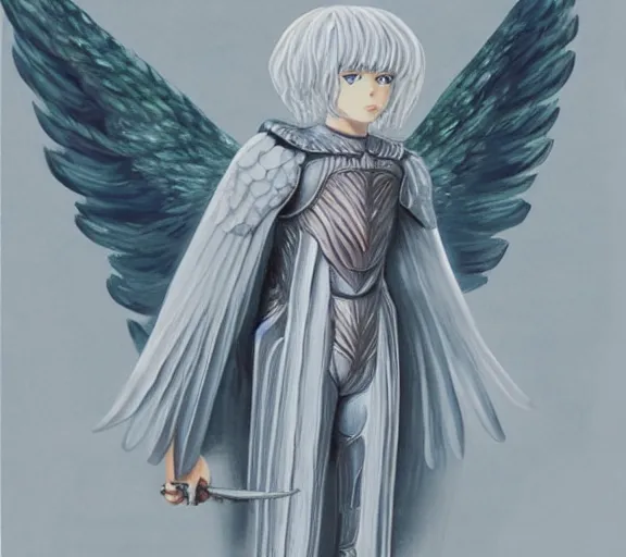 Prompt: Painting of griffith angel from berserk