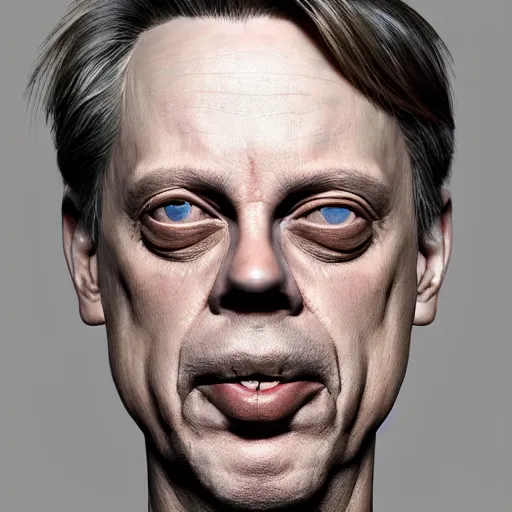 Image similar to hyperrealistic mixed media image of steve buscemi, exaggerated teeth, stunning 3 d render inspired art by xiang duan and thomas eakes, perfect facial symmetry, immaculate complexion, realistic, highly detailed attributes and atmosphere, dim volumetric cinematic lighting, 8 k octane detailed render, post - processing, masterpiece,