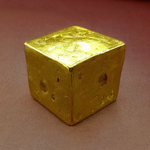 Prompt: ancient gold cube