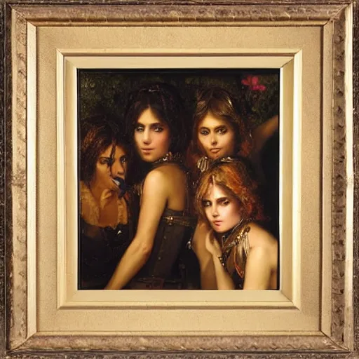 Image similar to portrait of a female gang, by howard david johnson.